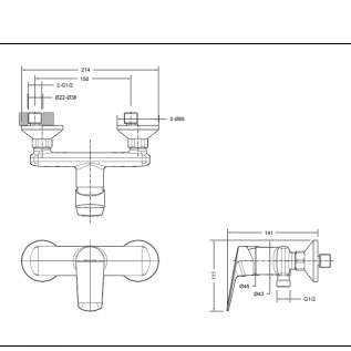 Single wall mounted shower faucet (without effluent)