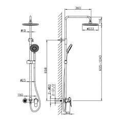 Single handle wall mounted integrated shower column (with lower water outlet)