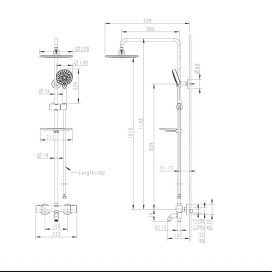 Wall mounted integrated thermostatic shower column (with effluent)