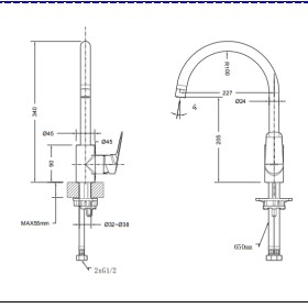 Single handle and single hole kitchen faucet