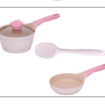 Auxiliary food pan pink frying pan+milk pan suit (pink)