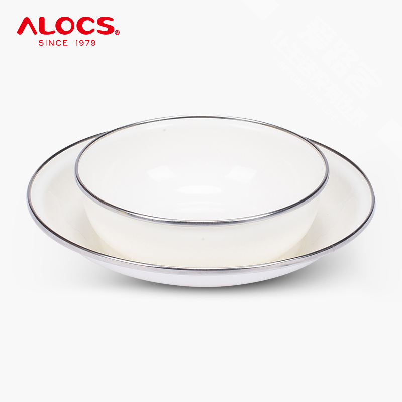 Enamel bowl and plate set