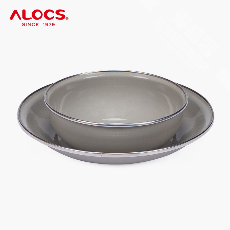 Enamel bowl and plate set