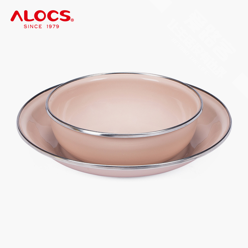 Enamel bowl and plate set