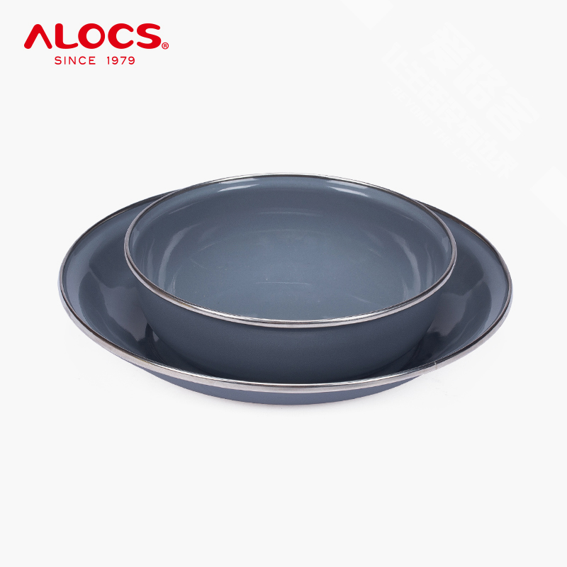 Enamel bowl and plate set