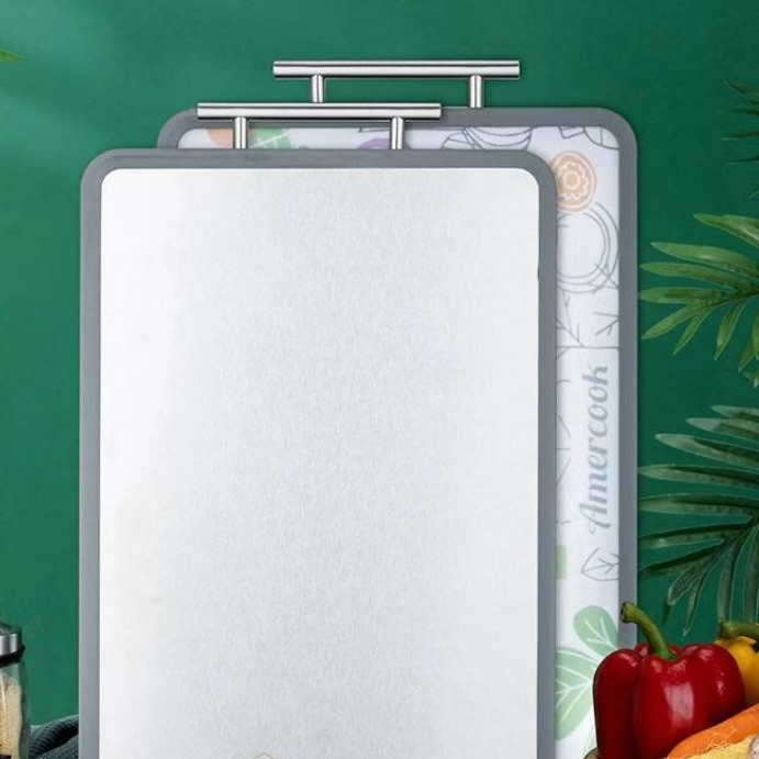 Stainless steel double-sided cutting board